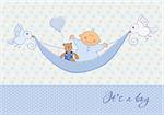 Baby card for newborn boy – vector illustration