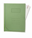 close up of file folders on white background, with clipping path