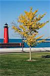 Lighthouse in Kenosha, Wisconsin, USA.