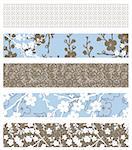 Set of detailed repeating floral patterns. Easy to change colors.