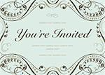 Vector swirl floral frame with sample text. Perfect as invitation or announcement. All pieces are separate. Easy to change colors.