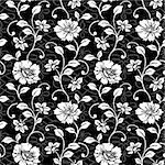 Detailed repeating floral pattern with underlying swirl pattern. Both patterns are separated, and easy to edit.