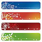 Four floral banners or bookmarks. This image is a vector illustration