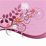 Pink and orange floral ornament vector illustration
