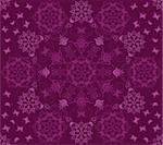 Seamless purple flowers and butterflies pattern. This image is a vector illustration