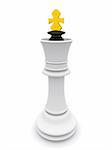 white king isolated on white. 3D chess