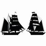 Set of two brigantine silhouettes