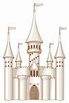 Sketch of fairy-tale castle on white background.