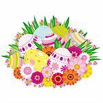 Floral background with Easter eggs - an illustration for your design project.