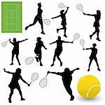 vector set of tennis players