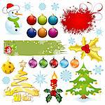 Big set elements for Christmas design, vector illustration