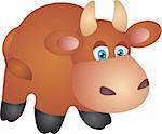 Brown Cow Vector Illustration on white background