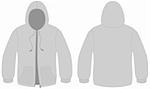 Template vector illustration of a blank hooded sweater with zipper. All objects and details are isolated. Colors and transparent background color are easy to adjust/customize.