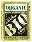 Organic Distressed Bio Label with Green Eco motive