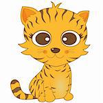 vector illustration of cute looking brown stripe cat with big eyes