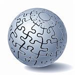 Jigsaw puzzle sphere. All Parts Together. Vector illustration