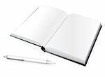 Notebook and pen for office. Vector illustration. Vector art in Adobe illustrator EPS format, compressed in a zip file. The different graphics are all on separate layers so they can easily be moved or edited individually. The document can be scaled to any size without loss of quality.