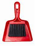 close up of broom brush and handle on white background with clipping path