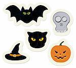 Easy to edit halloween stickers set. Vector stickers collection.