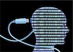 Binary code - USB cable and human head