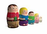 An illustration of a family in the style of Russian nested Babushka or Matryoshka dolls.