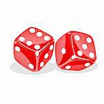 illustration of vector dices rolling on white background