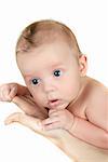 baby boy taken closeup isolated on white background