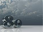 chrome number eighty - 80 - under dark cloudy sky - 3d illustration