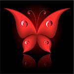 Vector illustration of red icon simply butterfly