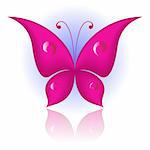 Vector illustration of magenta icon simply butterfly