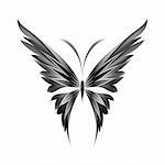 Vector black & white illustration of icon simply butterfly