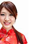 Cute Oriental girl on white background