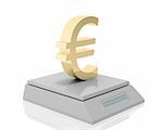 golden euro symbol measured its weigh on digital scale