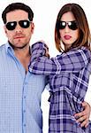 potrait of young couple posing in style with sunglasses