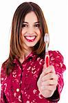 front view of young woman showing toothbrush