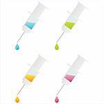 set of 4 colorful syringes