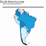 South America map with country borders