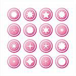 set of 16 pink star signs