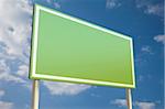 Green sign in front of a blue sky (insert your own text)