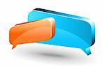 Two vector glossy chat box in orange and blue color.