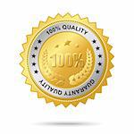 Vector golden badge named "Guaranty quality" for your business artwork.