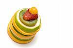 colorful fruit stack isolated over white background