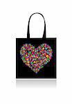 Shopping bag design, floral heart shape