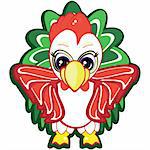 Little rooster - one of the symbols of the Chinese horoscope. Vector.