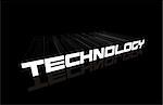 Technology sign with reflection, in editable vector format