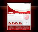 Red website template in editable vector format