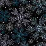 Dark christmas seamless pattern with pastel snowflakes (vector)