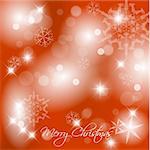 Vector red Christmas background with white snowflakes and place for your text