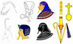 Various Egyptian motives and ornaments - vector