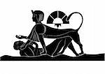 Sphinx and failure guesser - illustrations of the mythical creatures of ancient Egypt